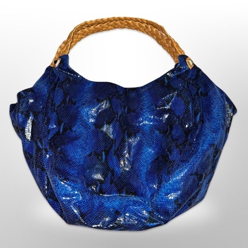 Gorgeous Gianni Bini Bag Blue with Fun Fuchsia Lining